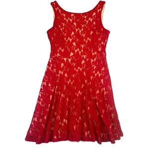 Gabriella Rocha Dress Junior's Women's Size 9 Valentine's Day Red Lace Fit Flare